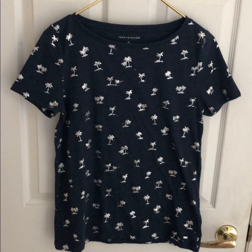 Tommy Hilfiger Small blue gray tee w/ silver palms